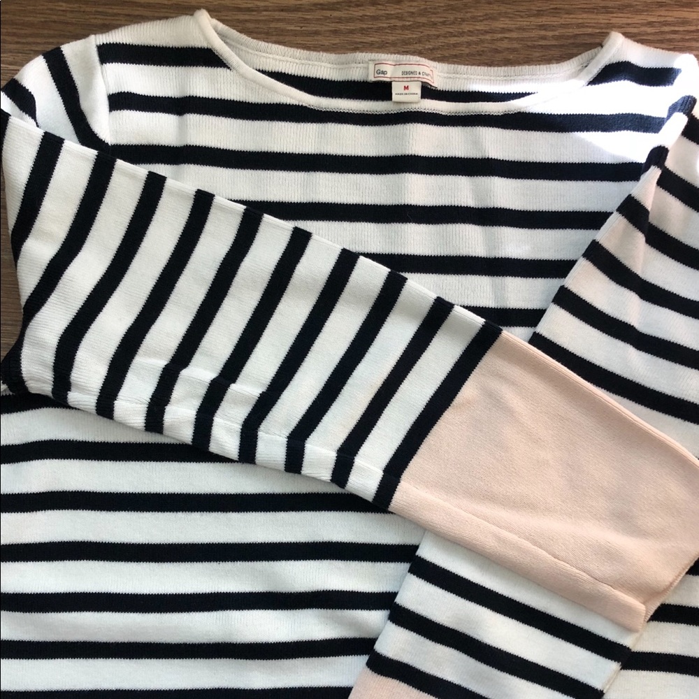 Gap Colorblock Stripe Sweater - Black & Pink - M